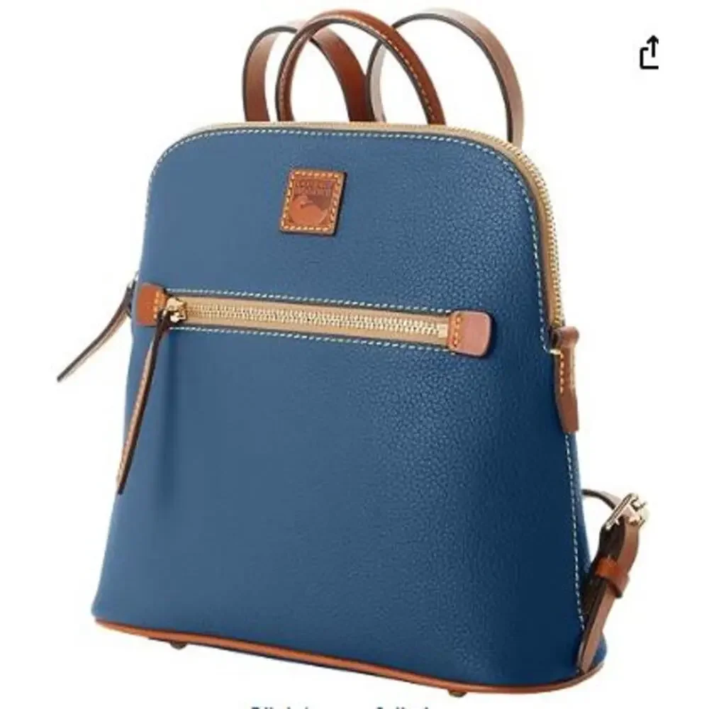 Dooney & Bourke Backpack Pebble Grain Jeans Blue Leather Pocket Adjustable Strap